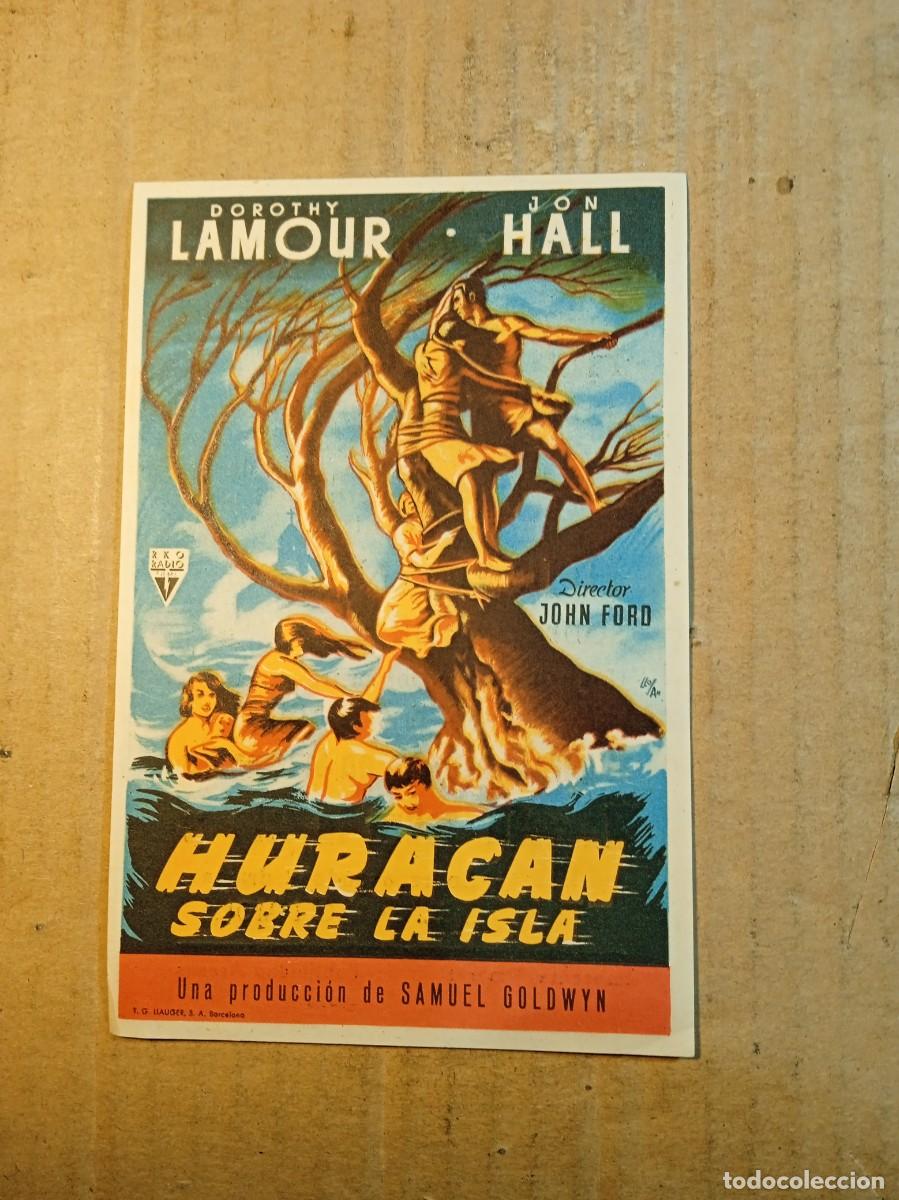 Cine: FOLLETO DE MANO CON PUBLICIDAD HURACAN SOBRE LA ISLA