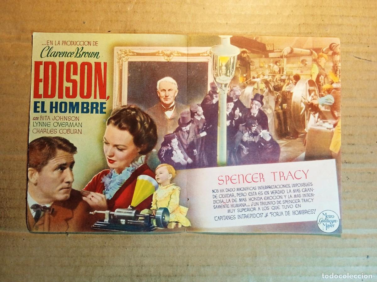 Cine: FOLLETO DE MANO DOBLE SIN PUBLICIDAD EDISON EL HOMBRE