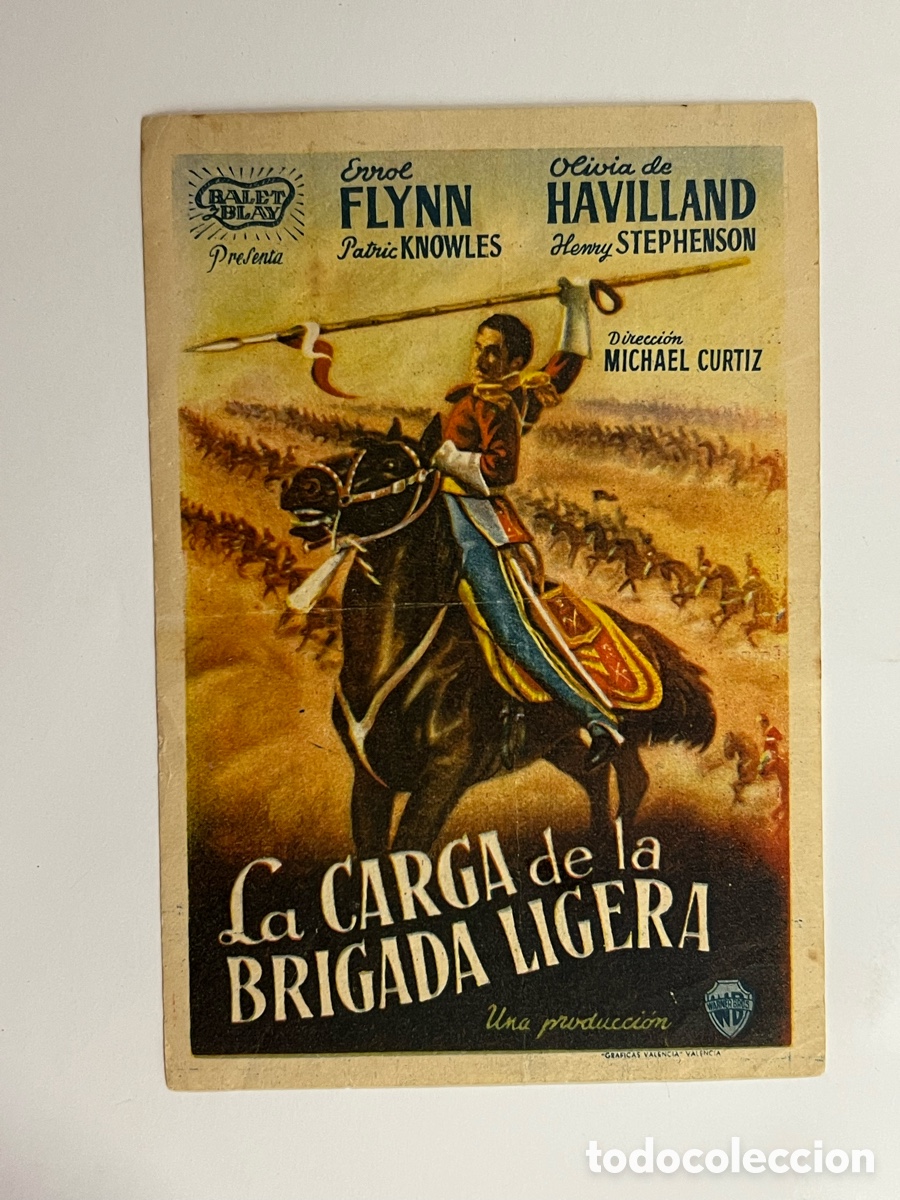 Cine: T&Agrave;RREGA. MAJESTIC CINEMA.. Folleto LA CARGA DE LA BRIGADA LIGERA, Errol Flynn, Olivia de Havilland