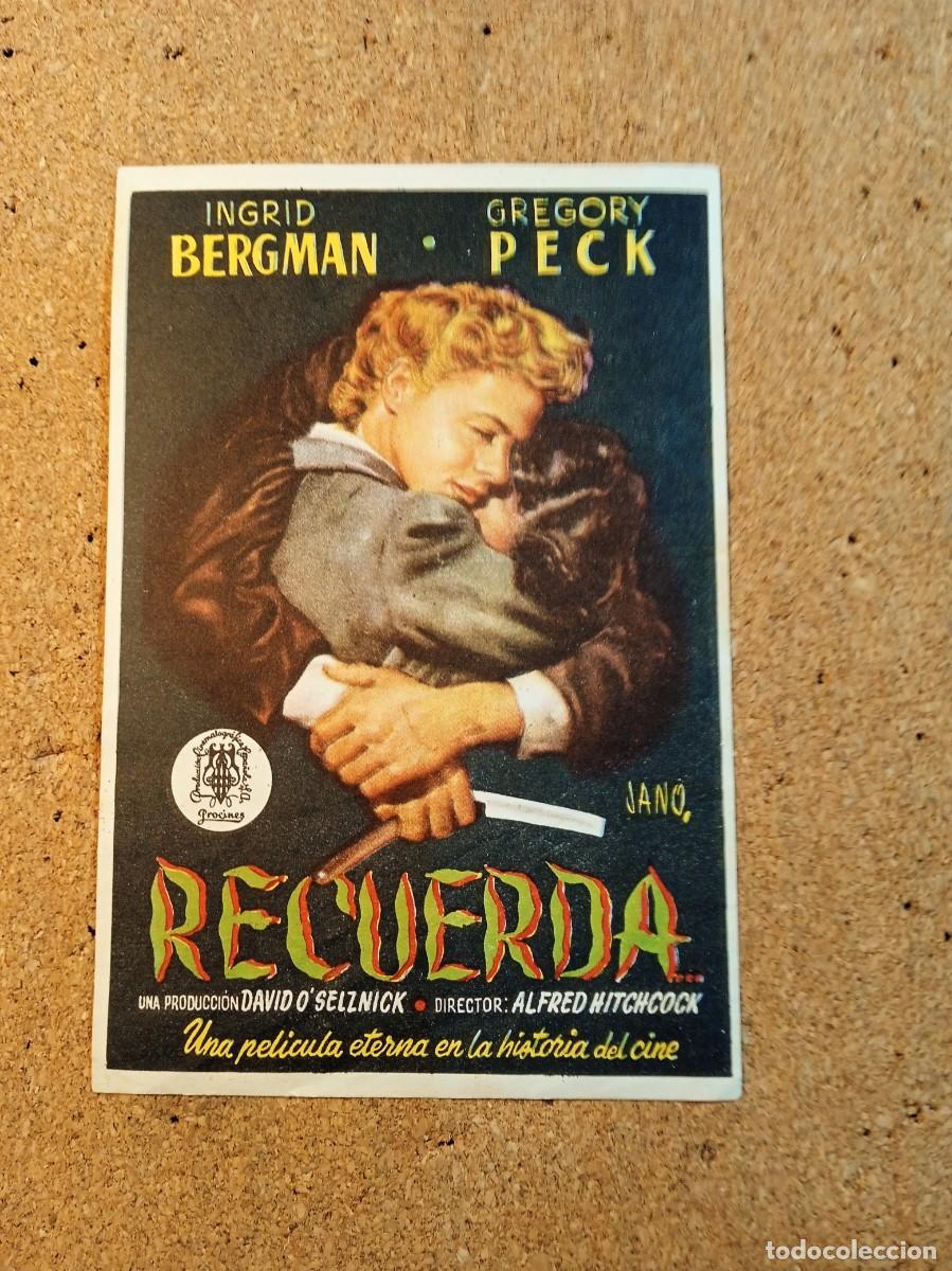 Cine: FOLLETO DE MANO CON PUBLICIDAD RECUERDA