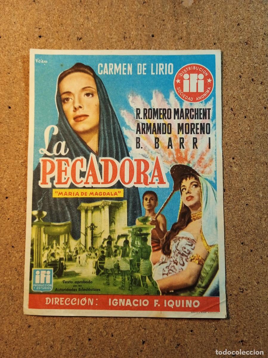 Cine: FOLLETO DE MANO CON PUBLICIDAD LA PECADORA