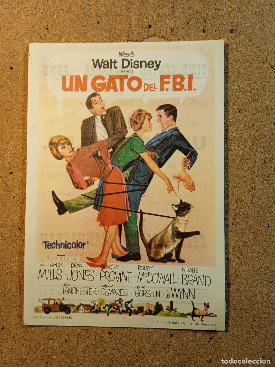 Cine: FOLLETO DE MANO CON PUBLICIDAD UN GATO DEL F.B.I.