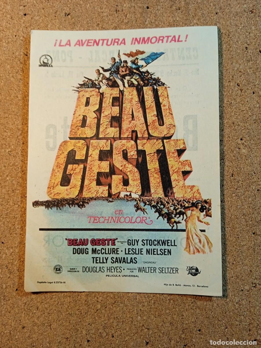 Cine: FOLLETO DE MANO CON PUBLICIDAD BEAU GESTE