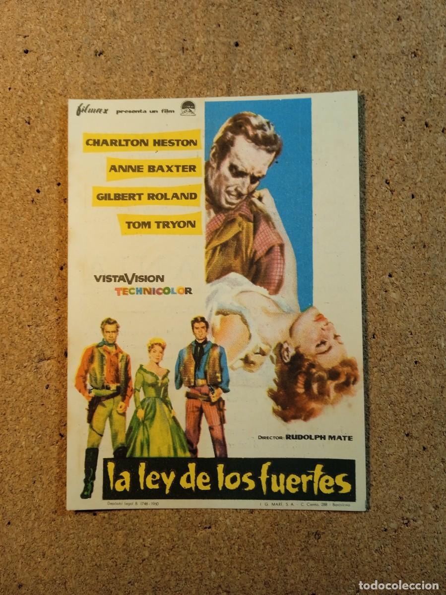 Cine: FOLLETO DE MANO CON PUBLICIDAD LA LEY DE LOS FUERTES