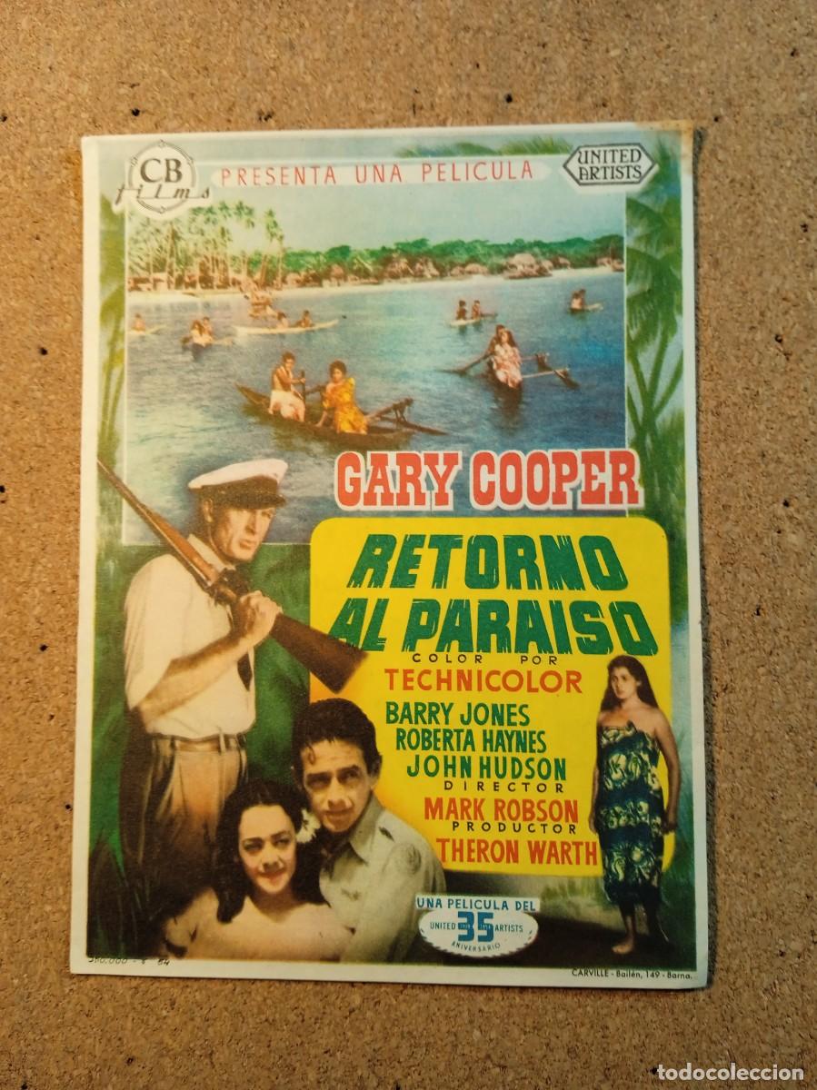 Cine: FOLLETO DE MANO CON PUBLICIDAD RETORNO AL PARAISO