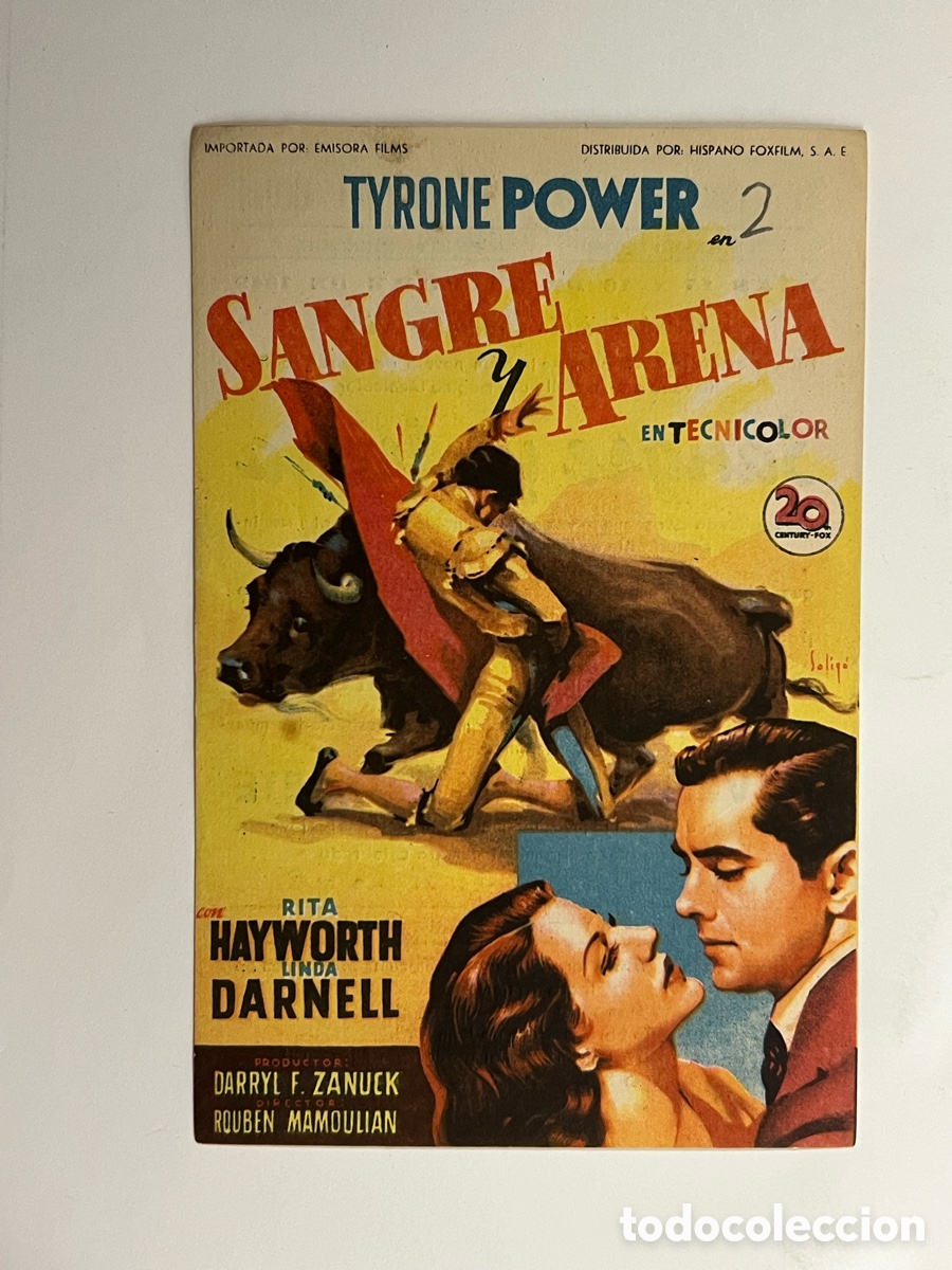 Cine: VILAFRANCA DEL PENEDES. Teatro Principal - Cinema Bolel. SANGRE Y ARENA, Tyrone Power (a.1949)