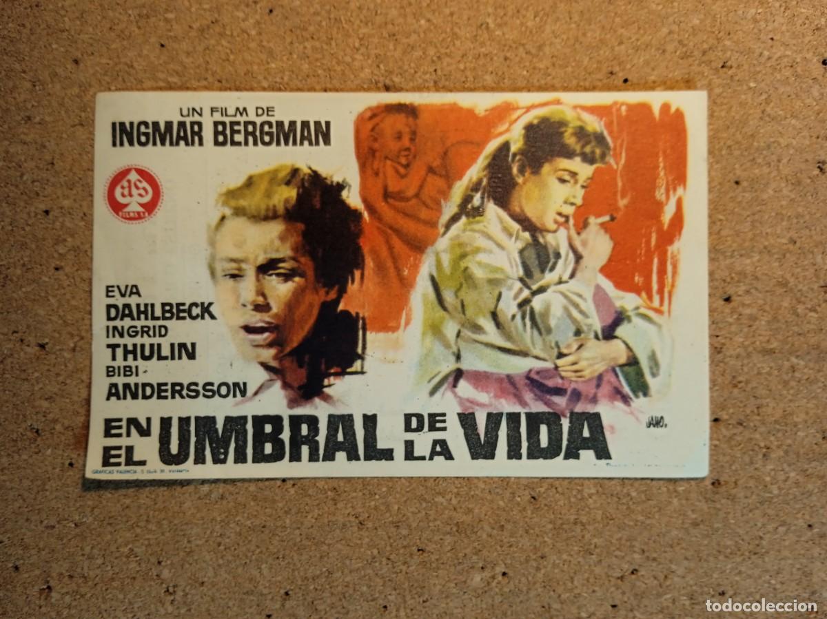 Cine: FOLLETO DE MANO CON PUBLICIDAD EN EL UMBRAL DE LA VIDA