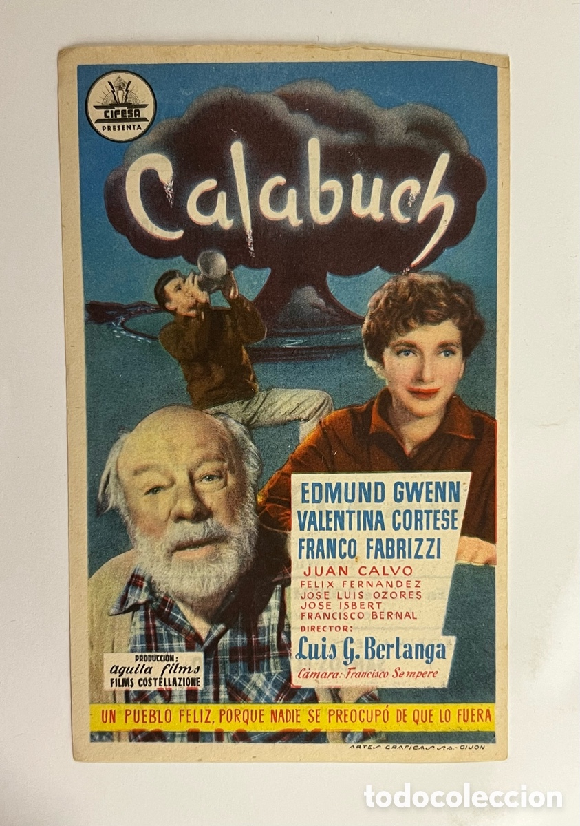 Cine: BARCELONA CINES BOHEMIO y GALILEO. Folleto de mano CALABUCH, Luis Garcia Berlanga (a.1957)