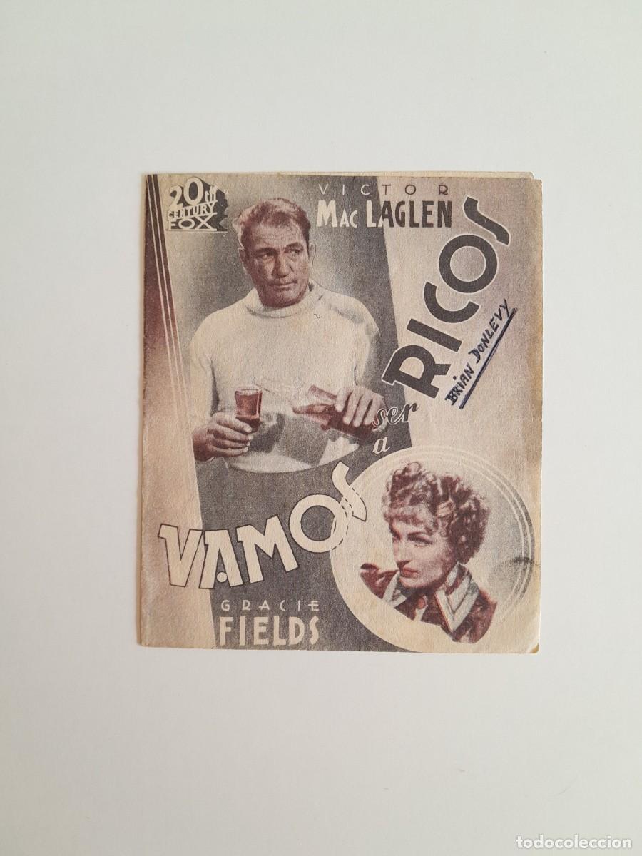Cine: PROGRAMA DE CINE VAMOS A SER RICOS (CINEMA IDEAL OLOT, 1942)
