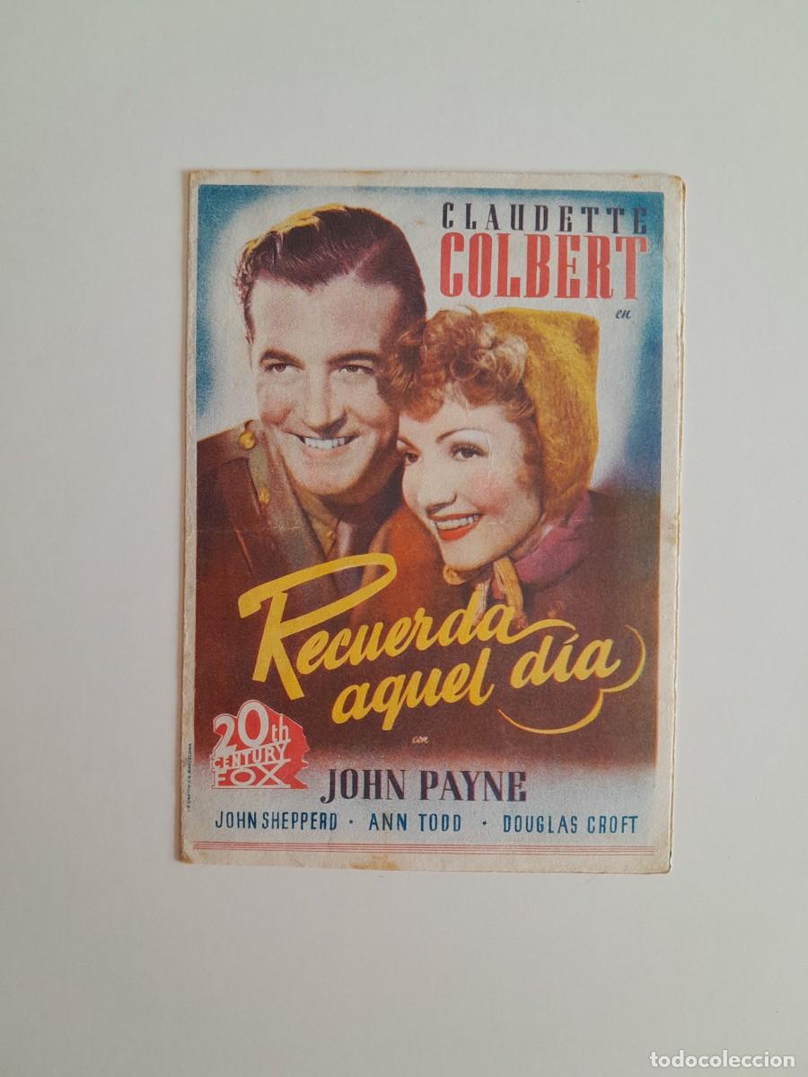 Cine: PROGRAMA DE CINE RECUERDA AQUEL D&Iacute;A (CINEMA LA RAMBLA, 1945)