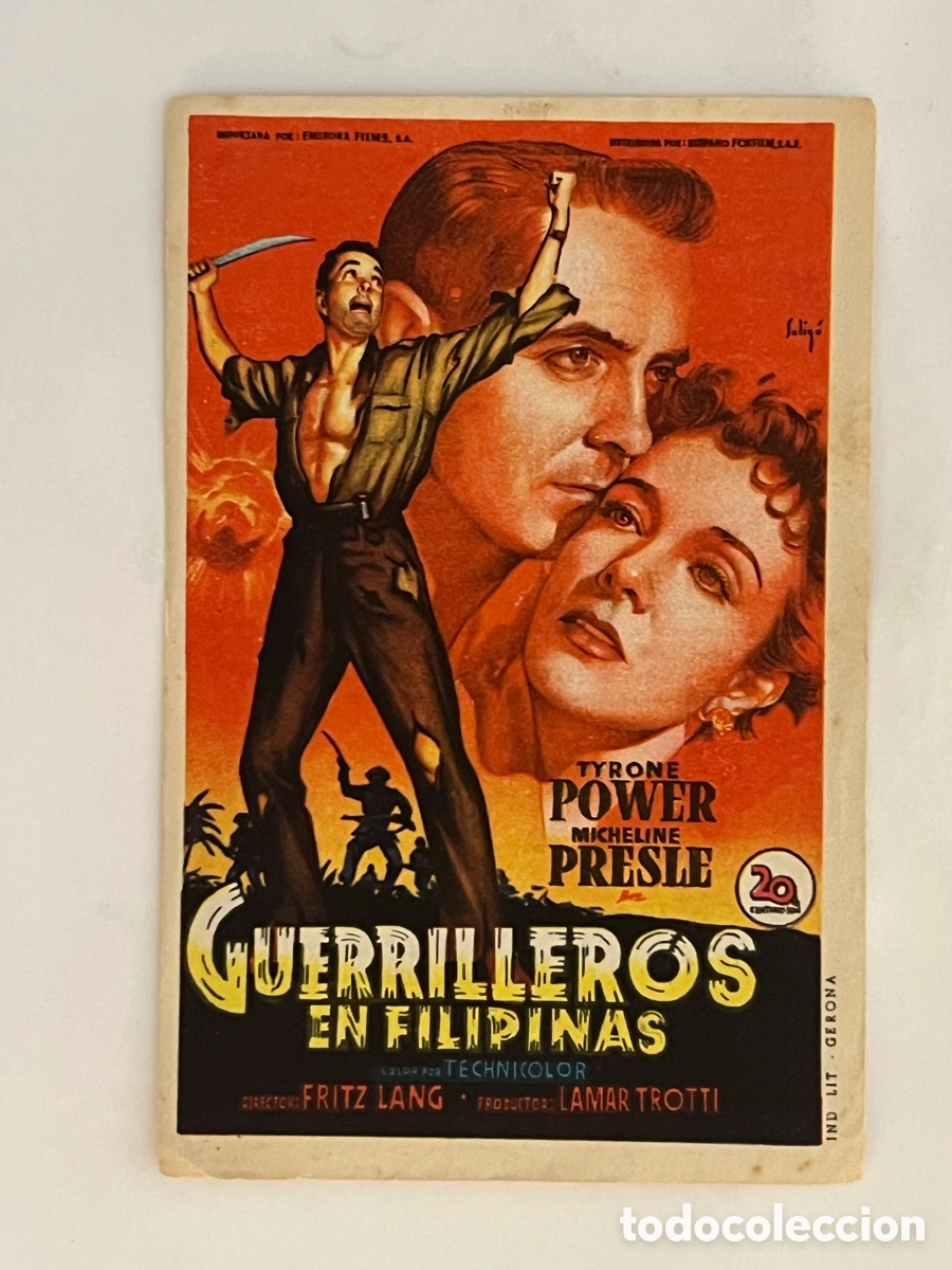 Cine: VILAFRANCA DEL PENEDES. Teatro Principal Cinema. Querilleros en Filipinas, con TYRONE POWER..