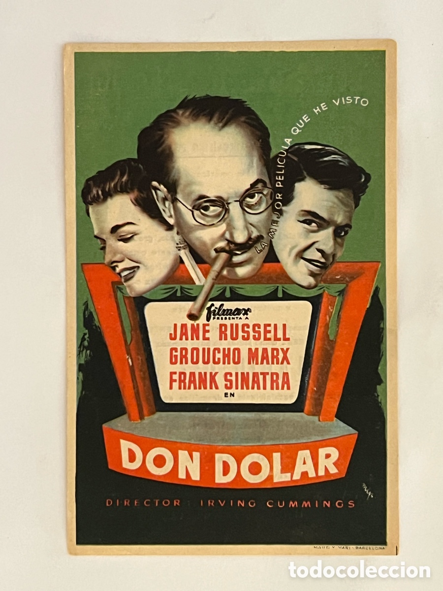 Cine: VILAFRANCA DEL PENEDES. Teatro Principal Cinema. DON DOLAR, JANE RUSSELL GROUCHO MARX, FRANK SINATRA