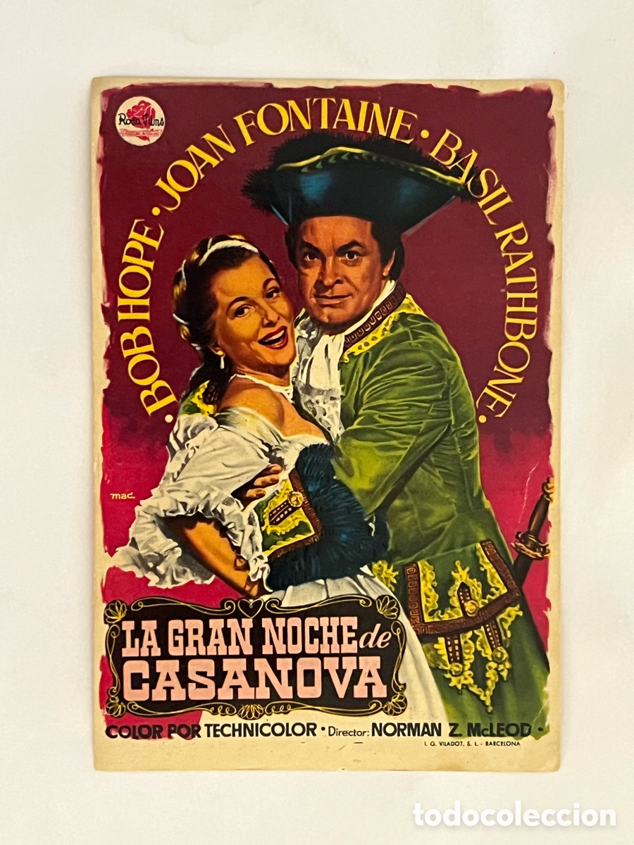 Cine: VILAFRANCA DEL PENEDES. Teatro Principal Cinema.. LA GRAN NOCHE DE CASANOVA (a.1956)