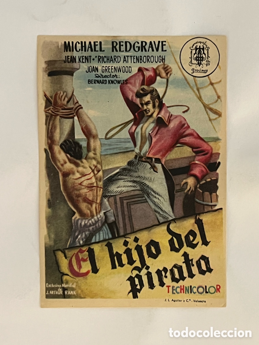 Cine: SOCIEDAD LA PRINCIPAL. Folleto, EL HIJO DEL PIRATA, con MICHAEL REDGRAVE (a.1950)