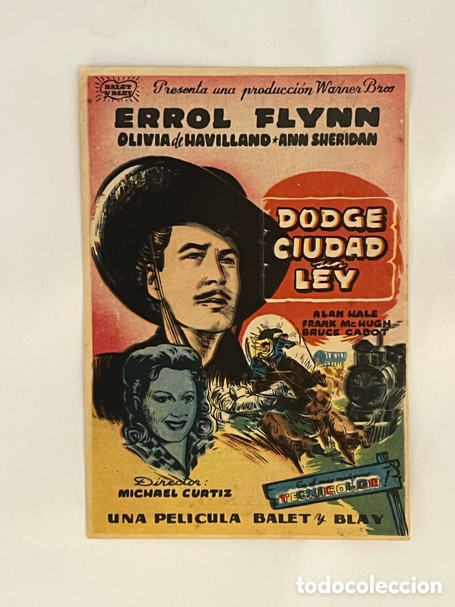 Cine: T&Aacute;RREGA. MAJESTIC CINEMA.. Programa DODGE, CIUDAD SIN LEY, ERROL FLYNN, OLIVIA de HAVILLAND (a.1950)
