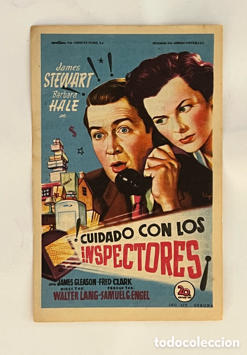 Cine: T&Aacute;RREGA. MAJESTIC CINEMA.. Programa CUIDADO CON LOS INSPECTORES, con James Stewart.. (a.1957)