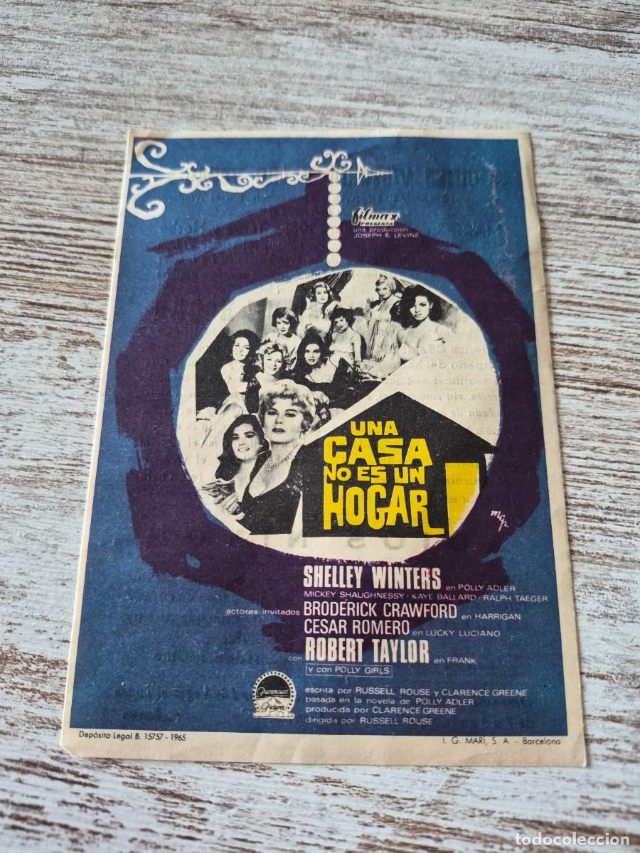 Cine: Una casa no es un hogar | Shelley winters Robert tayl | Victoria y las vegas | Programa cine folleto
