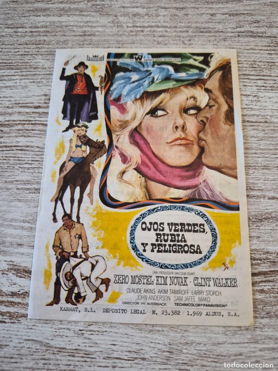 Cine: Ojos verdes rubia y peligrosa | zero mostel Kim novak | Uni&oacute;n | Programa cine folleto