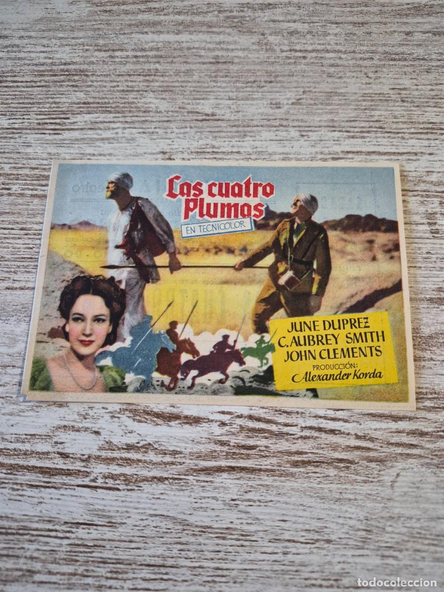 Cine: Las cuatro plumas | June duprez aubrey Smith john clements | Mundial | Programa cine folleto
