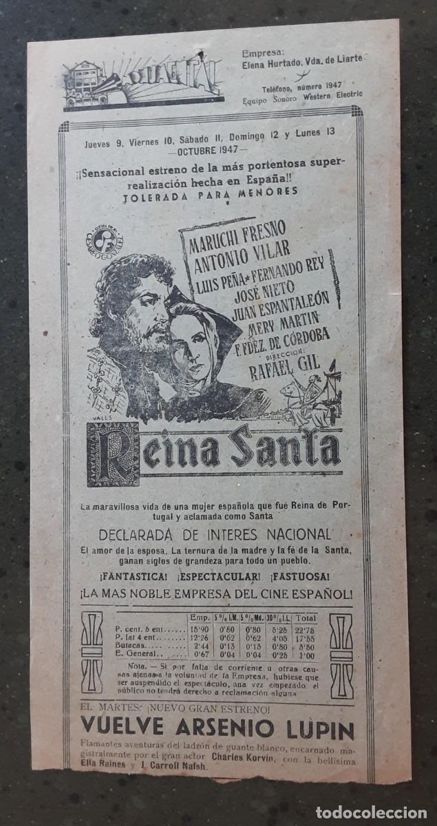 Cine: REINA SANTA, MARUCHI FRESNO, ANTONIO VILAR. Programa local.