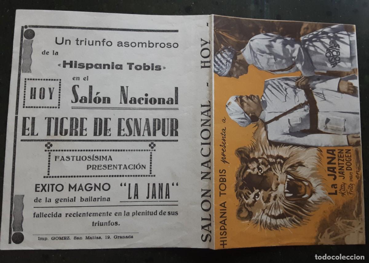 Cine: EL TIGRE DE ESNAPUR, LA JANA, KITTY JANTZEN, FRITZ VAN DOGEN.