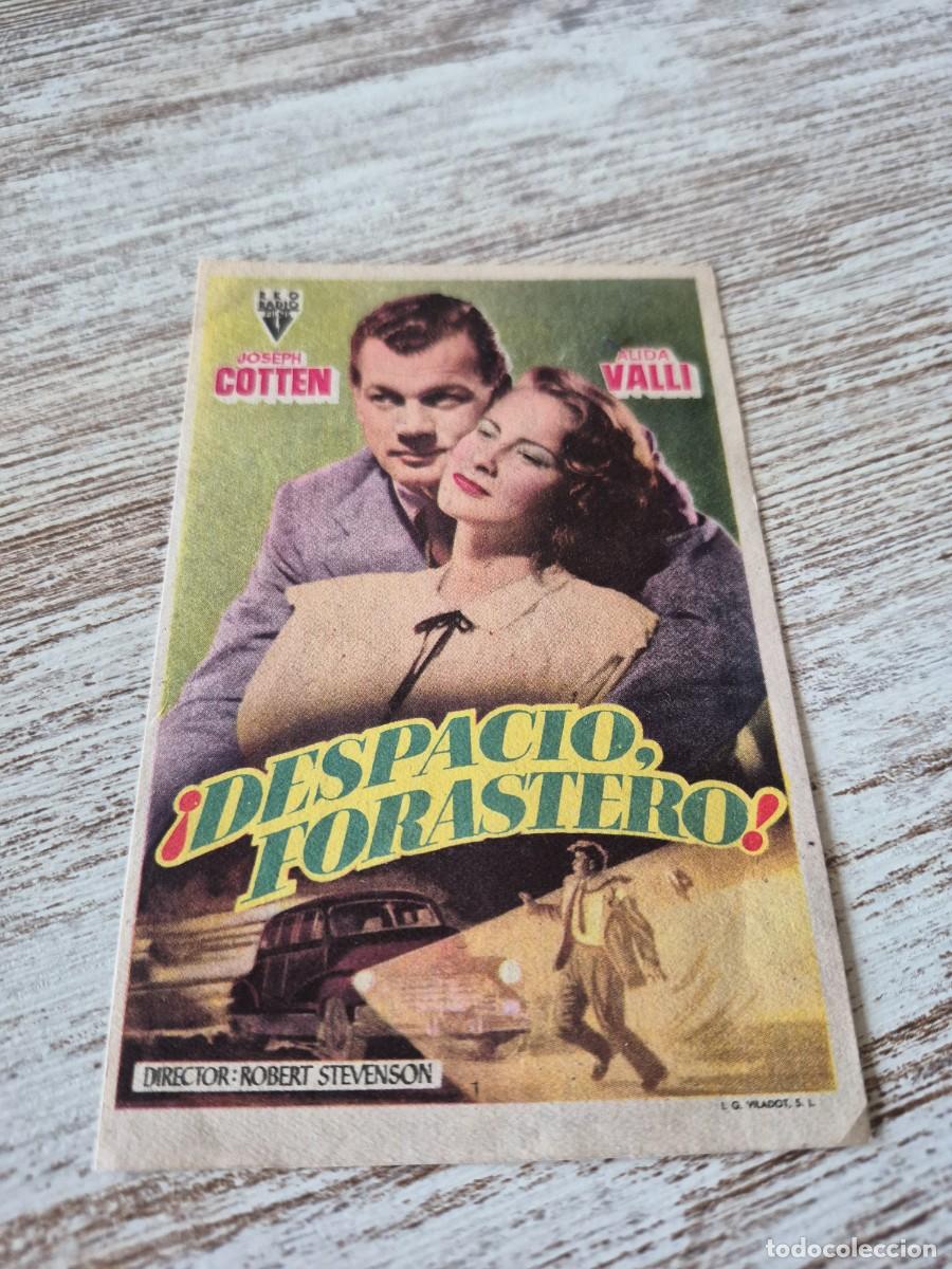 Cine: Despacio Forastero | Joseph Cotten Alida Valli | Programa cine folleto