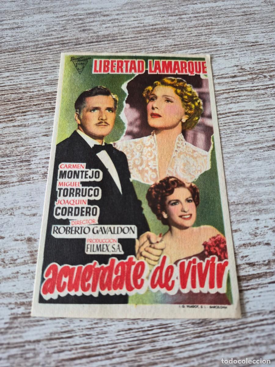 Cine: Acu&eacute;rdate de vivir | Carmen Montejo Miguel Torruco Libertad Lamarque | Programa cine folleto