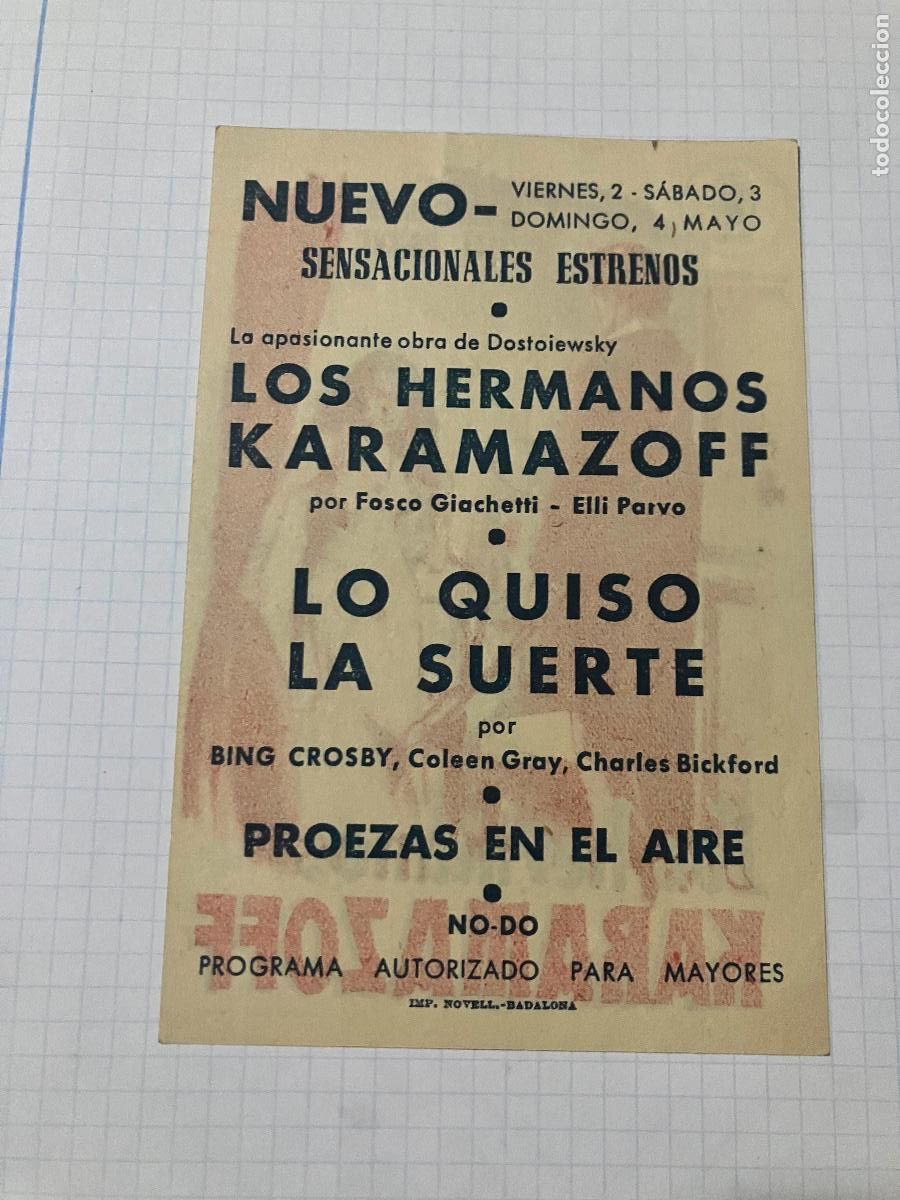 Cine: Los hermanos Karamazoff - Programa de cine Badalona C/P - Foto 2