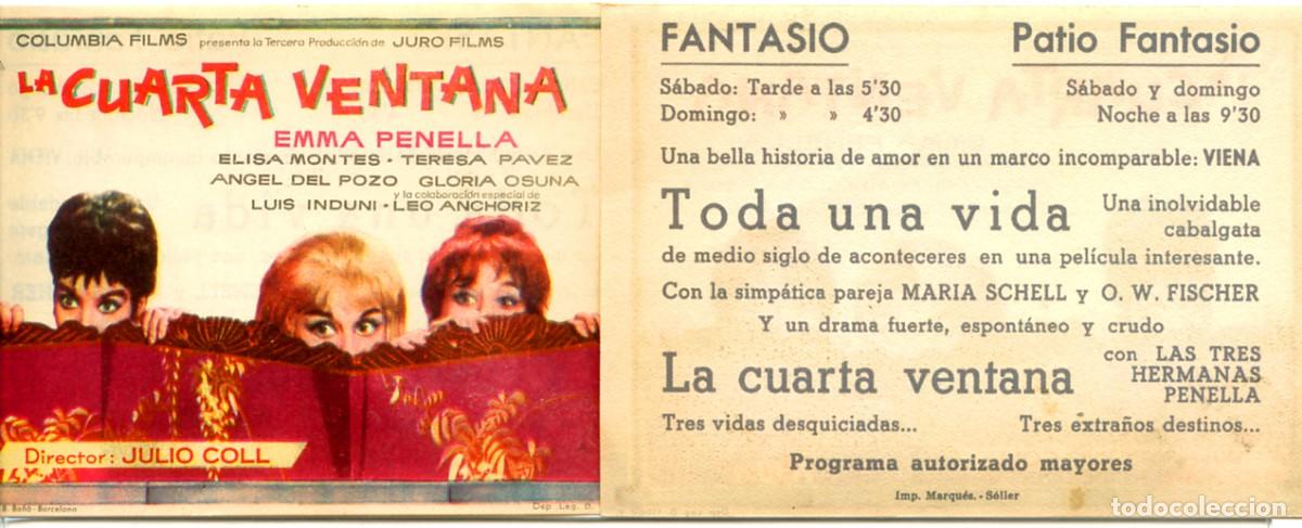 Cine: FOLLETO DE MANO ORIGINAL LA CUARTA VENTANA CON LAS 3 HERMANAS PENELLA CINE FANTASIO SOLL&Eacute;R MALLORCA