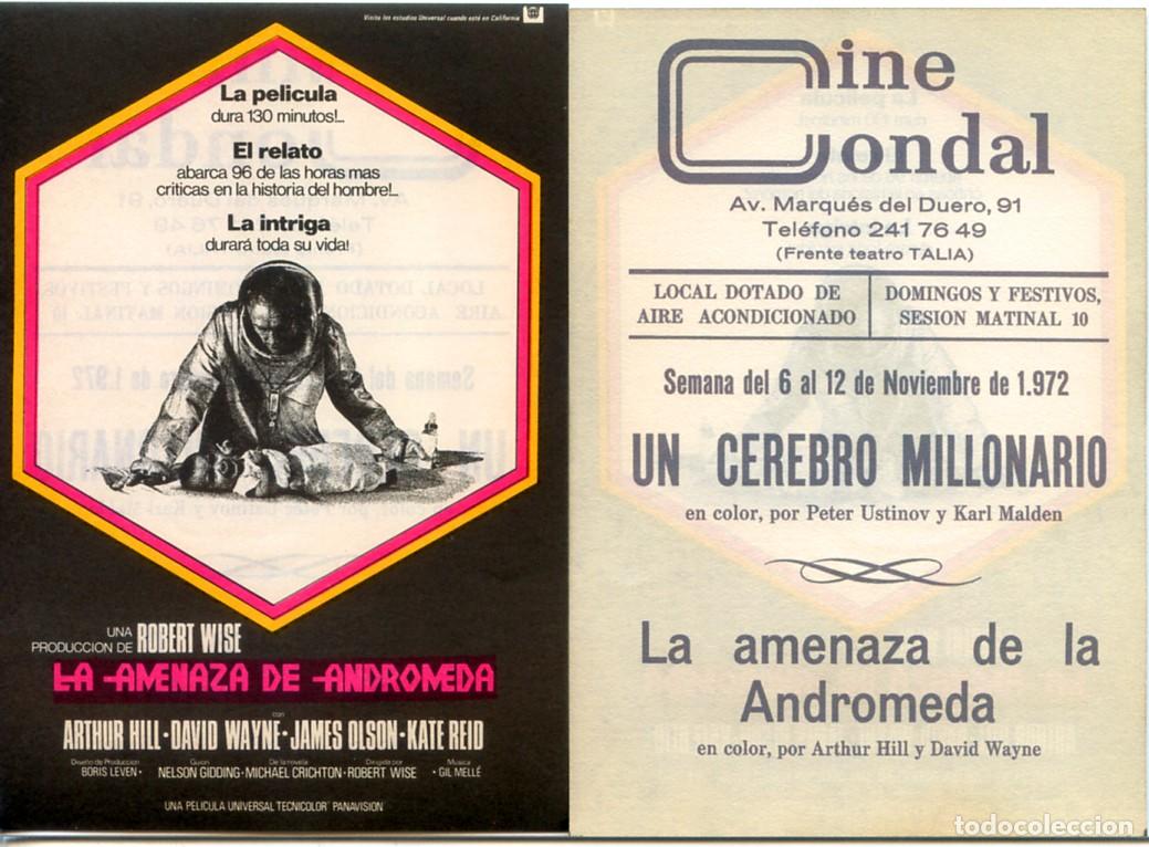 Cine: FOLLETO DE MANO ORIGINAL LA AMENAZA DE ANDROMEDA CINE CONDAL 1972 BARCELONA