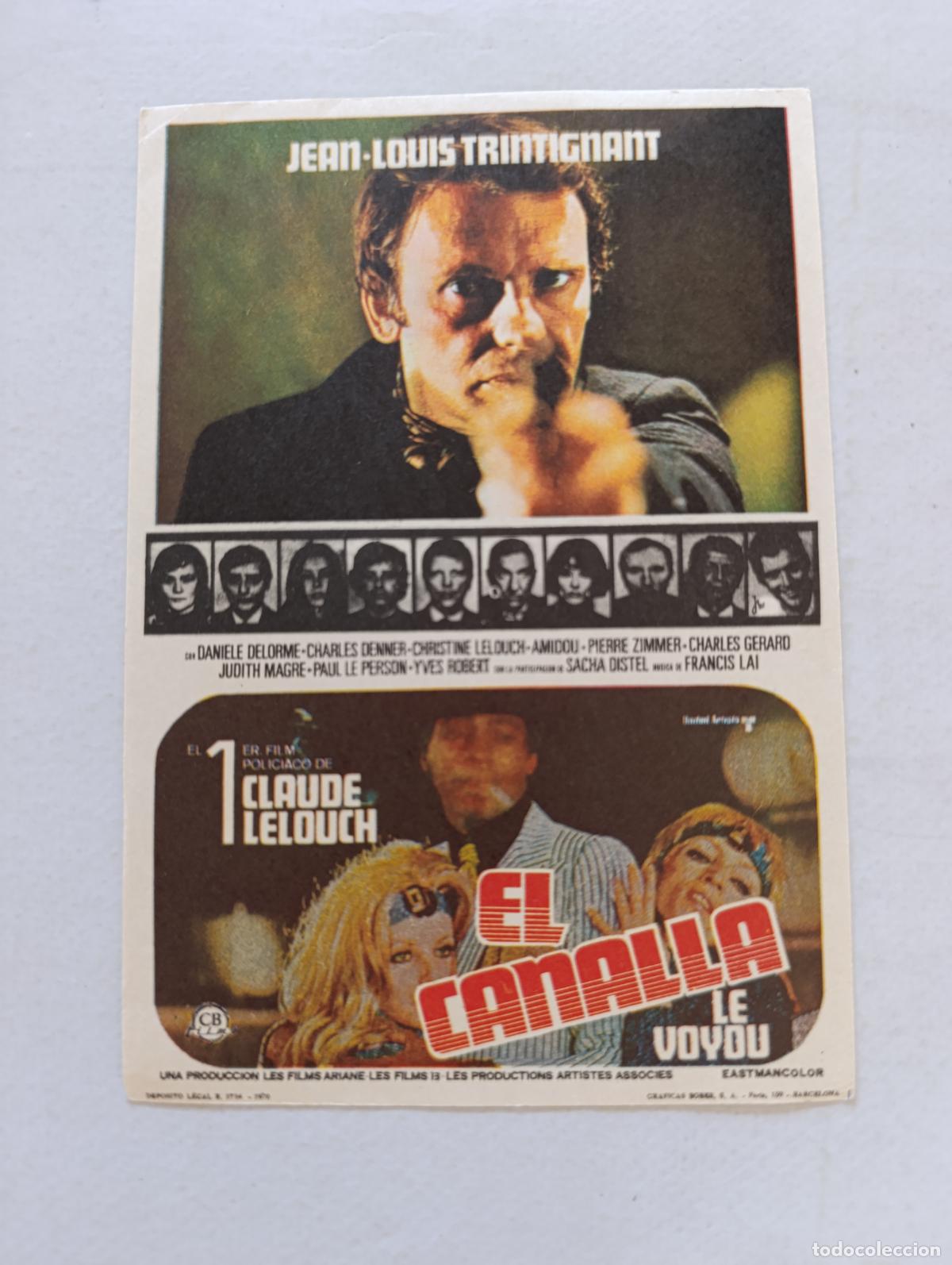 Cine: FOLLETO DE MANO - EL CANALLA - JEAN-LOUIS TRINTIGNANT - SIN PUBLICIDAD (150F)