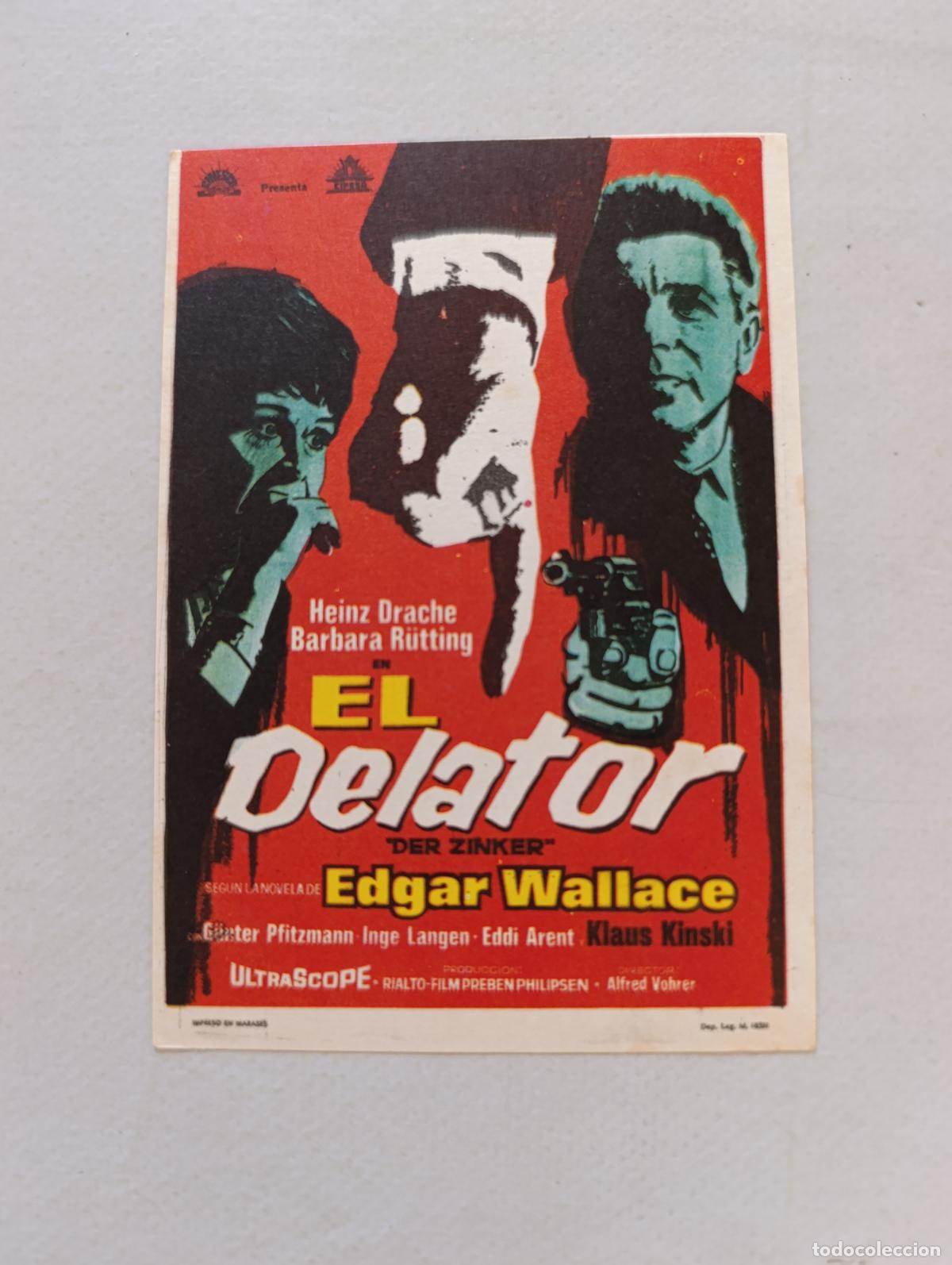 Cine: FOLLETO DE MANO - EL DELATOR - EDGAR WALLACE - SIN PUBLICIDAD (150G)