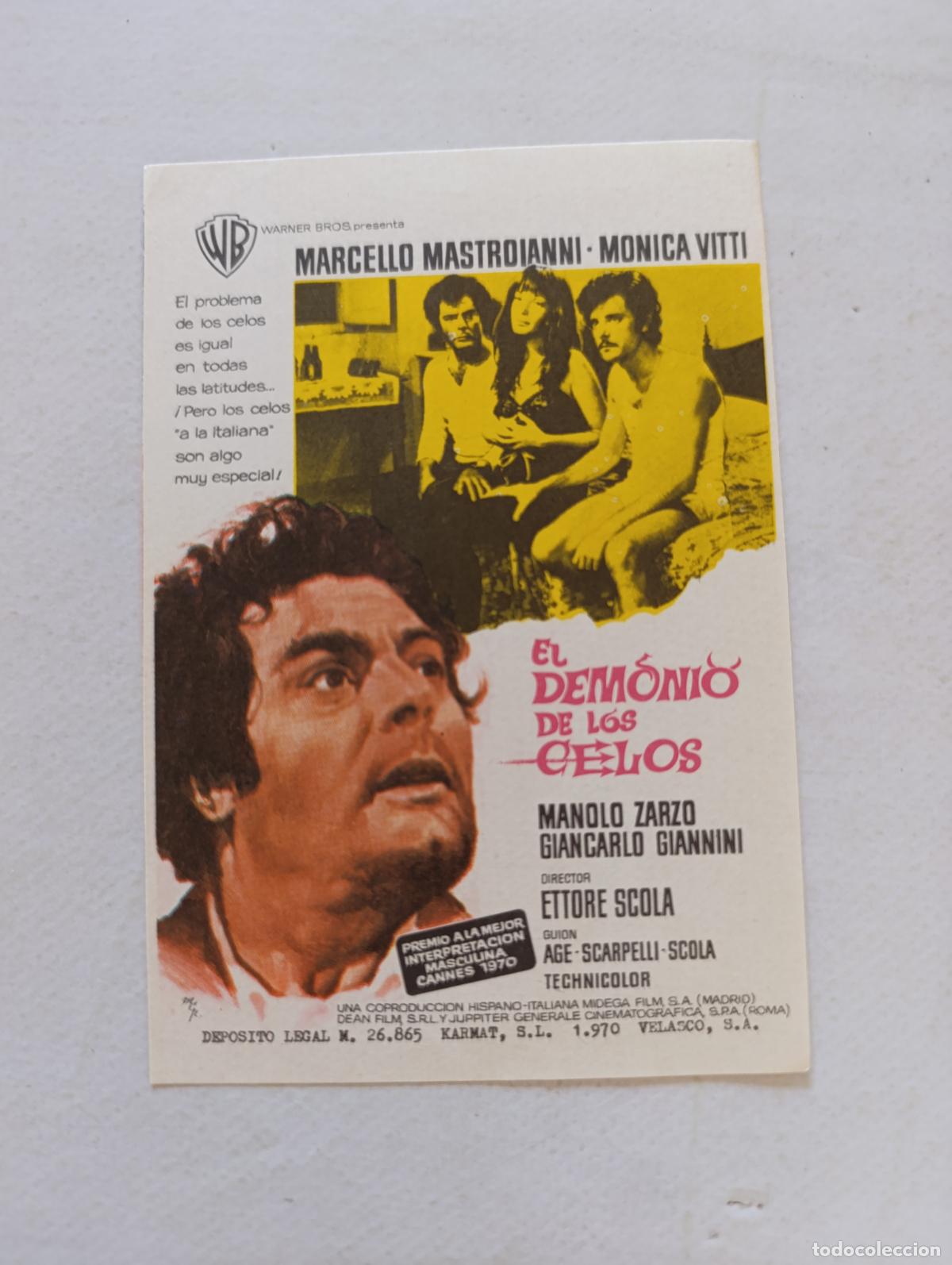 Cine: FOLLETO DE MANO - EL DEMONIO DE LOS CELOS - MARCELLO MASTROIANNI - SIN PUBLICIDAD (150G)