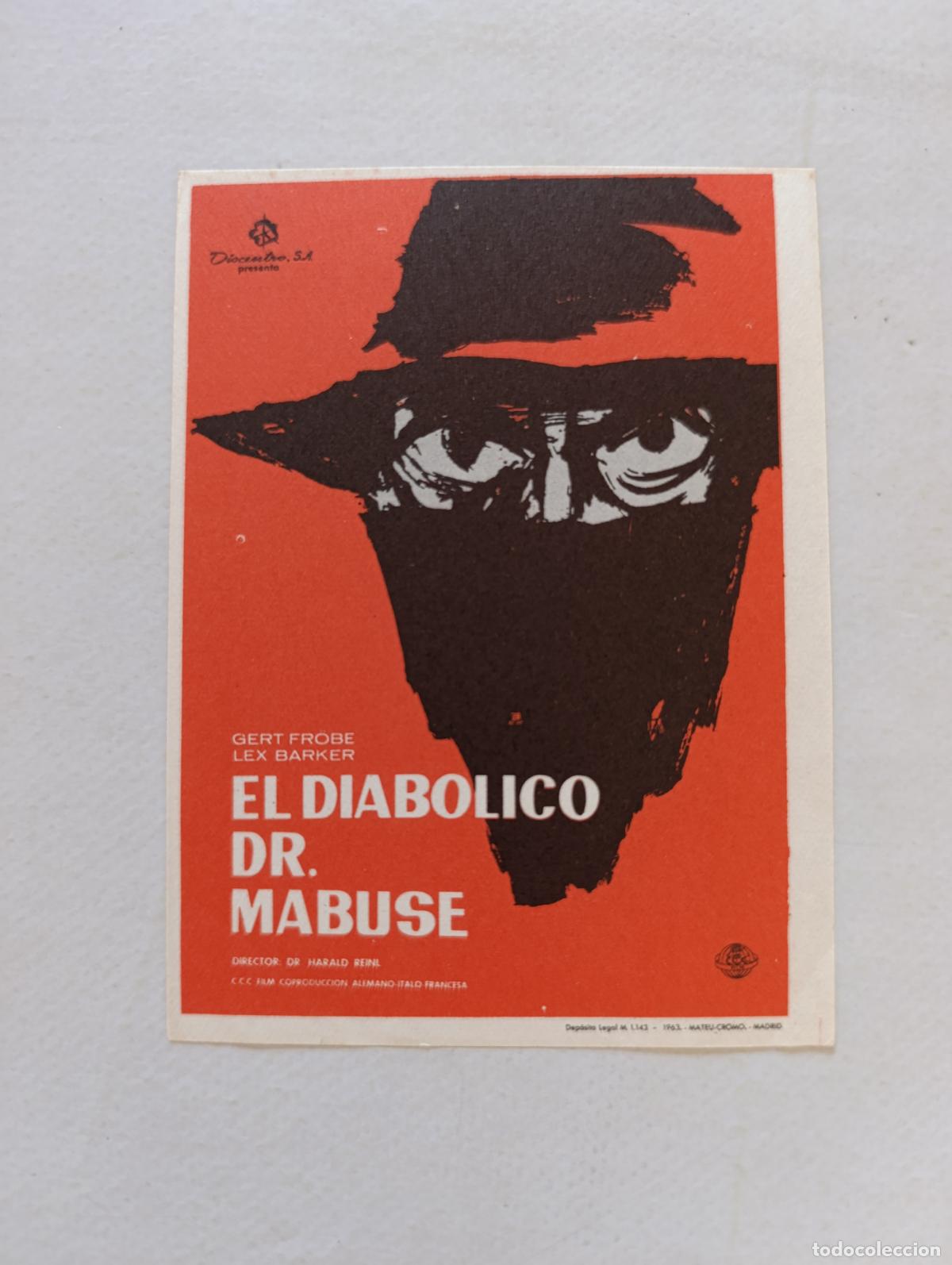 Cine: FOLLETO DE MANO - EL DIABOLICO DR. MABUSE - SIN PUBLICIDAD (150H)