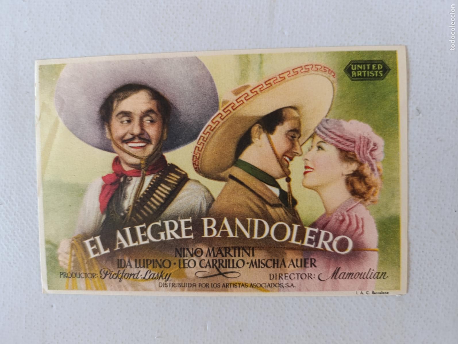 Cine: FOLLETO DE MANO - EL ALEGRE BANDOLERO - NINO MARTINI - SIN PUBLICIDAD (148P)