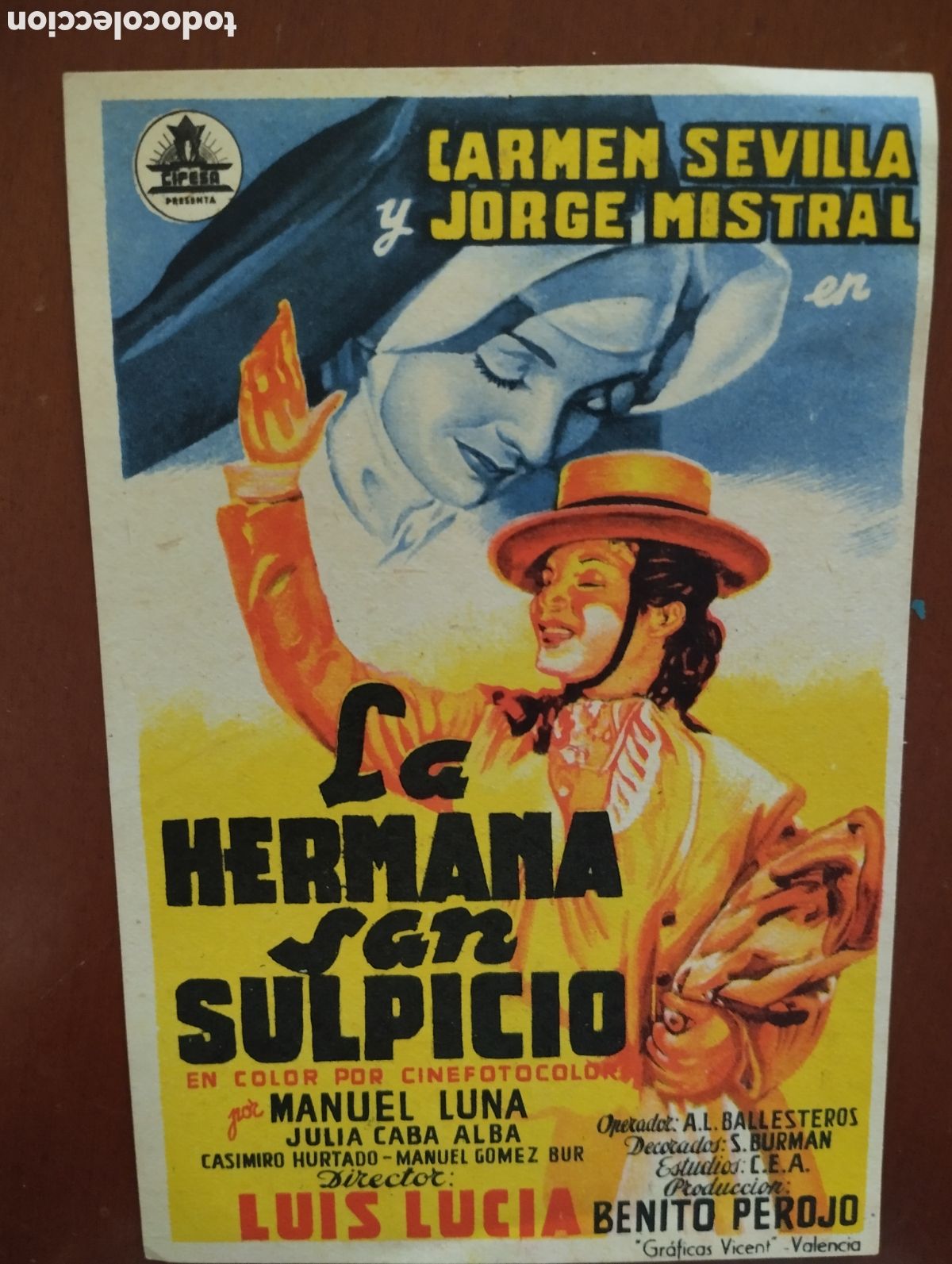 Cine: Folleto programa de cine - LA HERMANA SAN SULPICIO