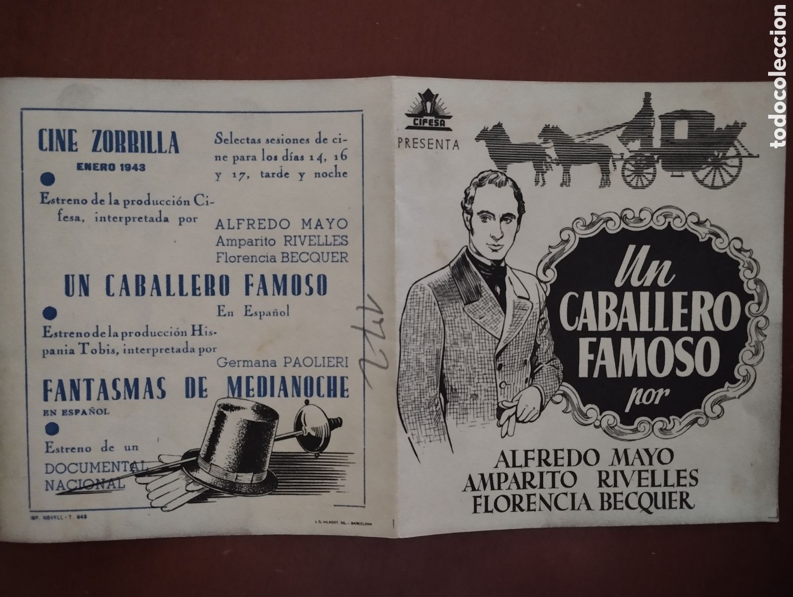 Cine: Folleto Programa de cine - UN CABALLERO FAMOSO