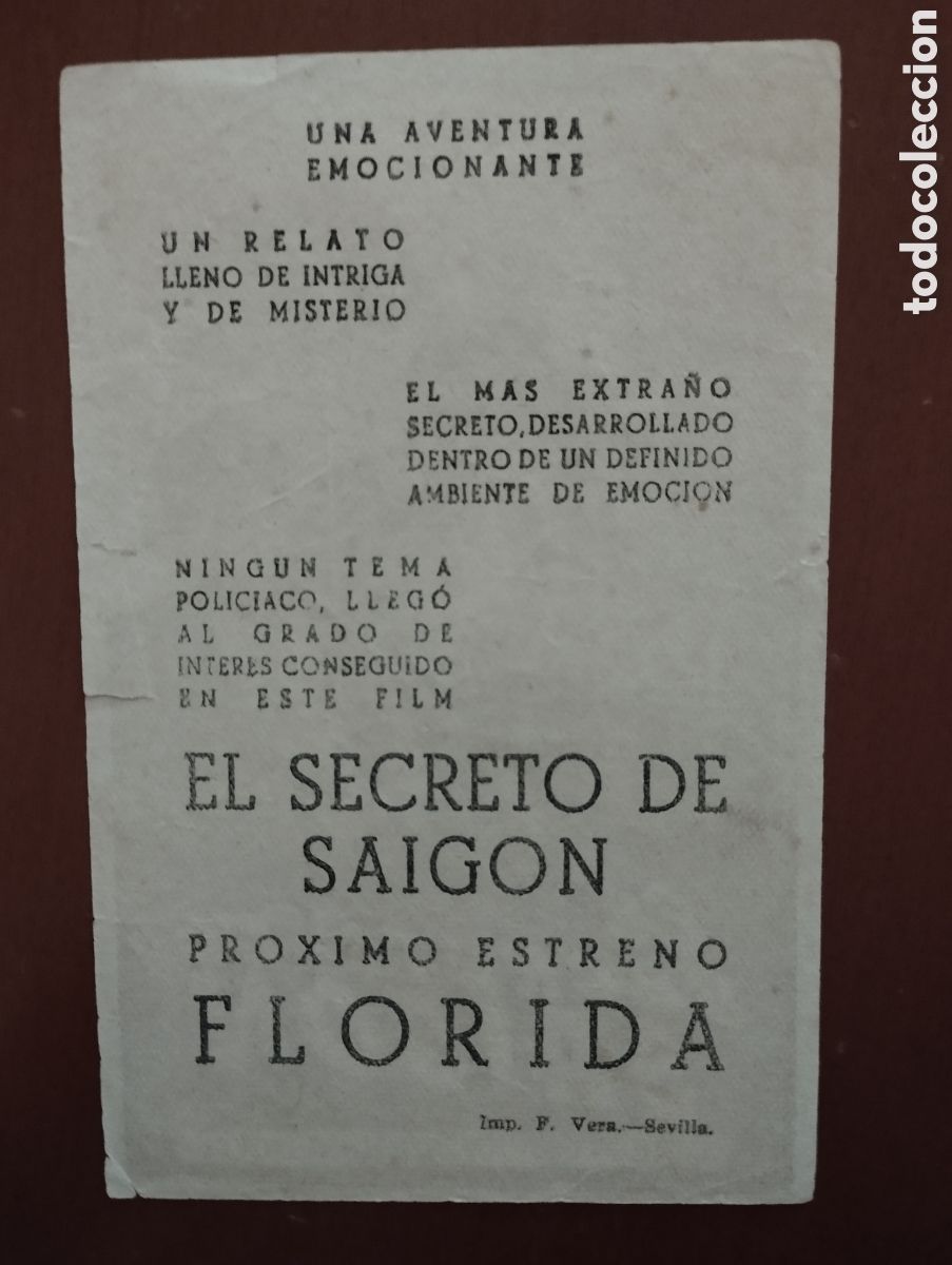 Cine: Folleto Programa de cine - EL SECRETO DE SAIGON - Foto 2