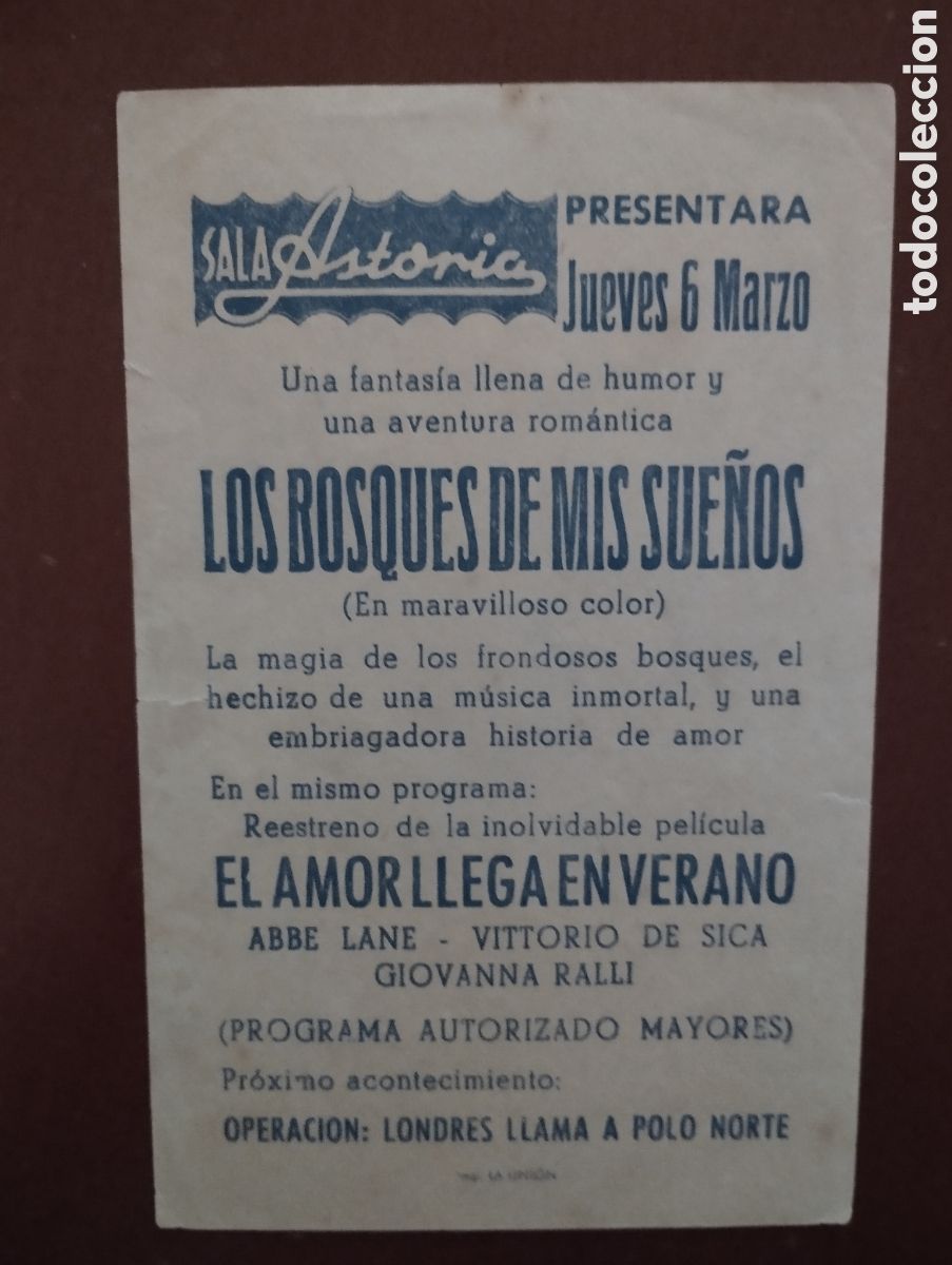 Cine: Folleto Programa de cine - LOS BOSQUES DE MIS SUE&Ntilde;OS - Foto 2