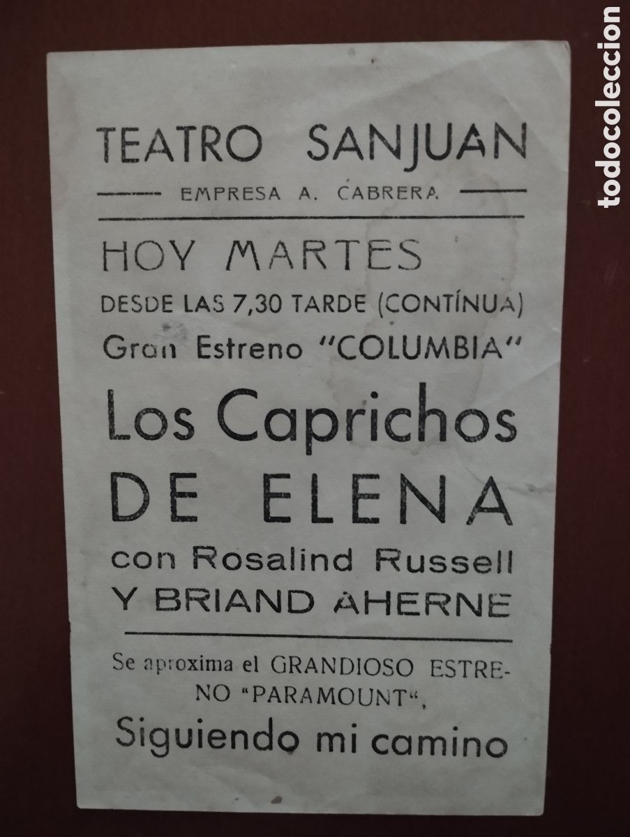 Cine: Folleto Programa de cine - LOS CAPRICHOS DE ELENA - Foto 2