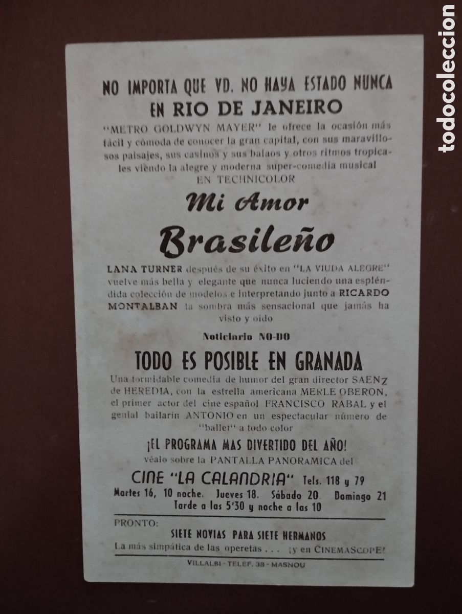 Cine: Folleto Programa de cine - MI AMOR BRASILE&Ntilde;O - Foto 2