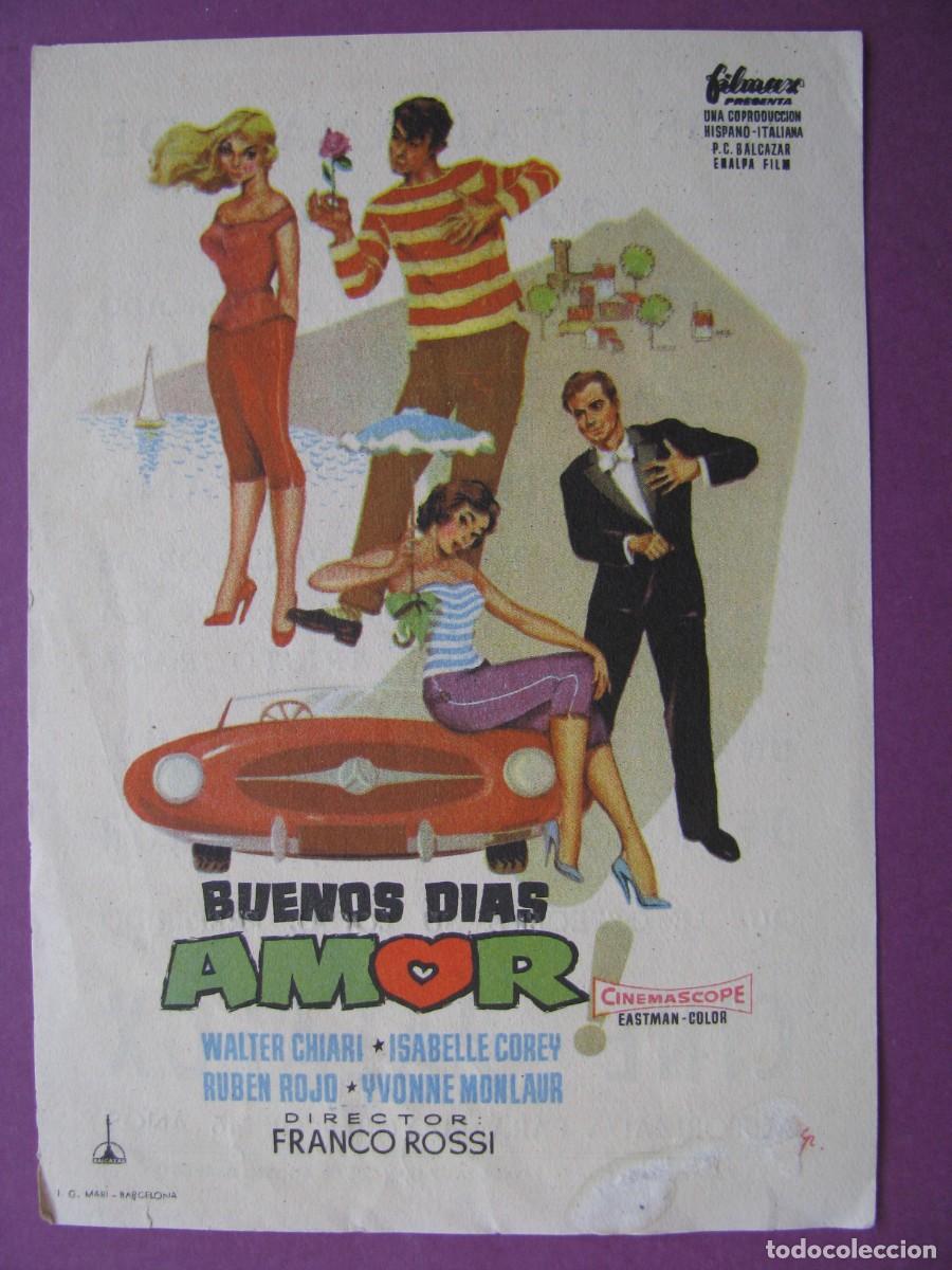 Cine: FOLLETO DE MANO DE LA PELICULA BUENOS DIAS AMOR. CINE PALAFOX, ZARAGOZA