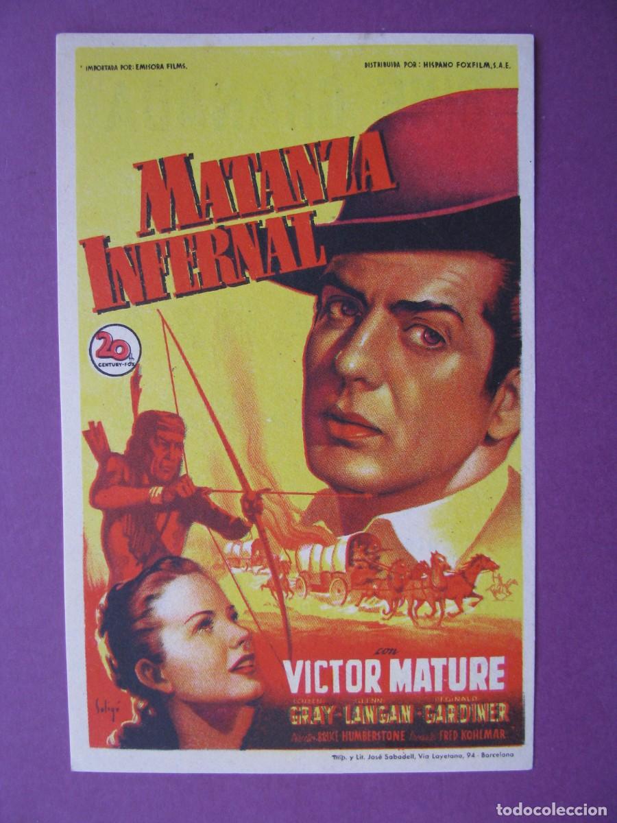 Cine: FOLLETO DE MANO DE LA PELICULA MATANZA INFERNAL. CINE GRANADA.