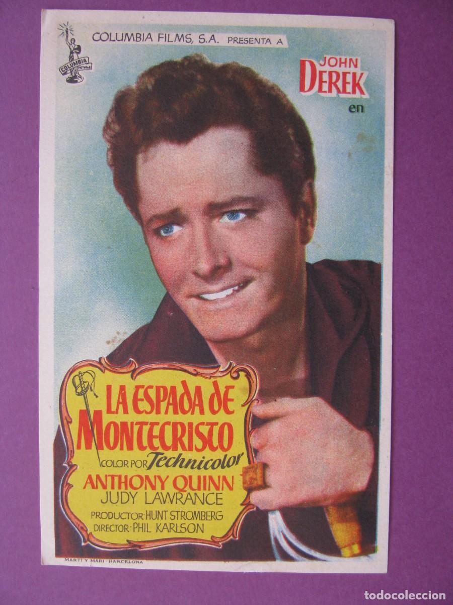 Cine: FOLLETO DE MANO DE LA PELICULA LA ESPADA DE MONTECRISTO. CINE GRAN VIA. GRANADA. 1958