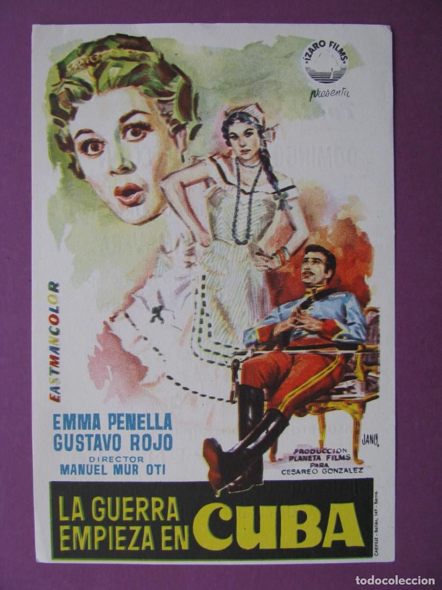 Cine: FOLLETO DE MANO PELICULA LA GUERRA EMPIEZA EN CUBA. TEATRO CINE REGIO. GRANADA.