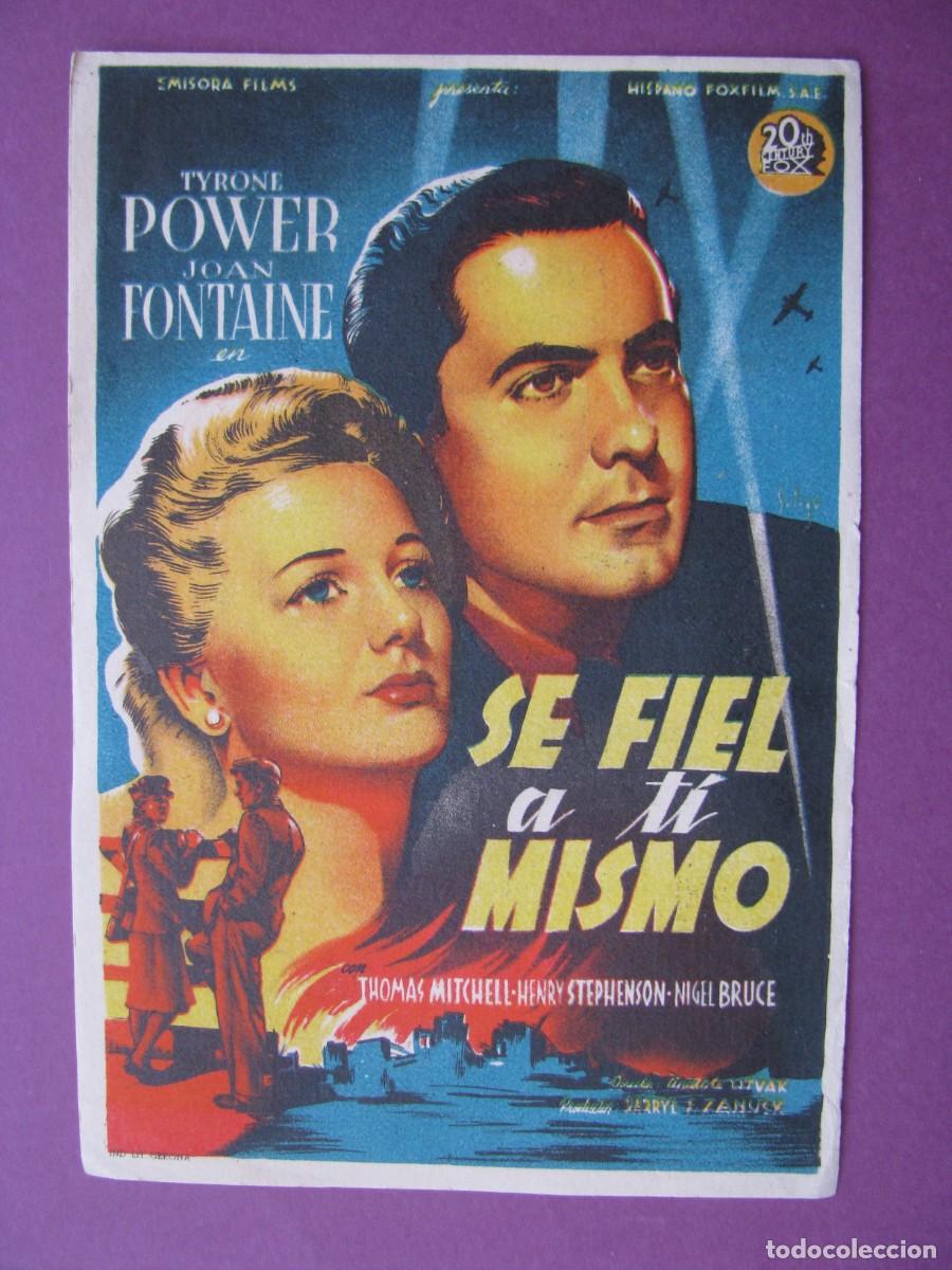 Cine: FOLLETO DE MANO DE LA PELICULA SE FIEL A TI MISMO. CINE COLISEO OLYMPIA, GRANADA.