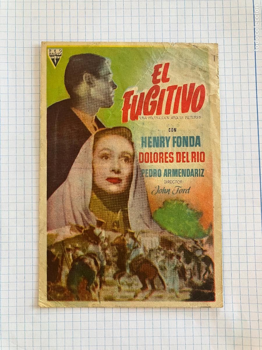 Cine: El Fugitivo - Programa de cine Badalona C/P 1951 - Publicidad de Bambi Walt Disney en anverso
