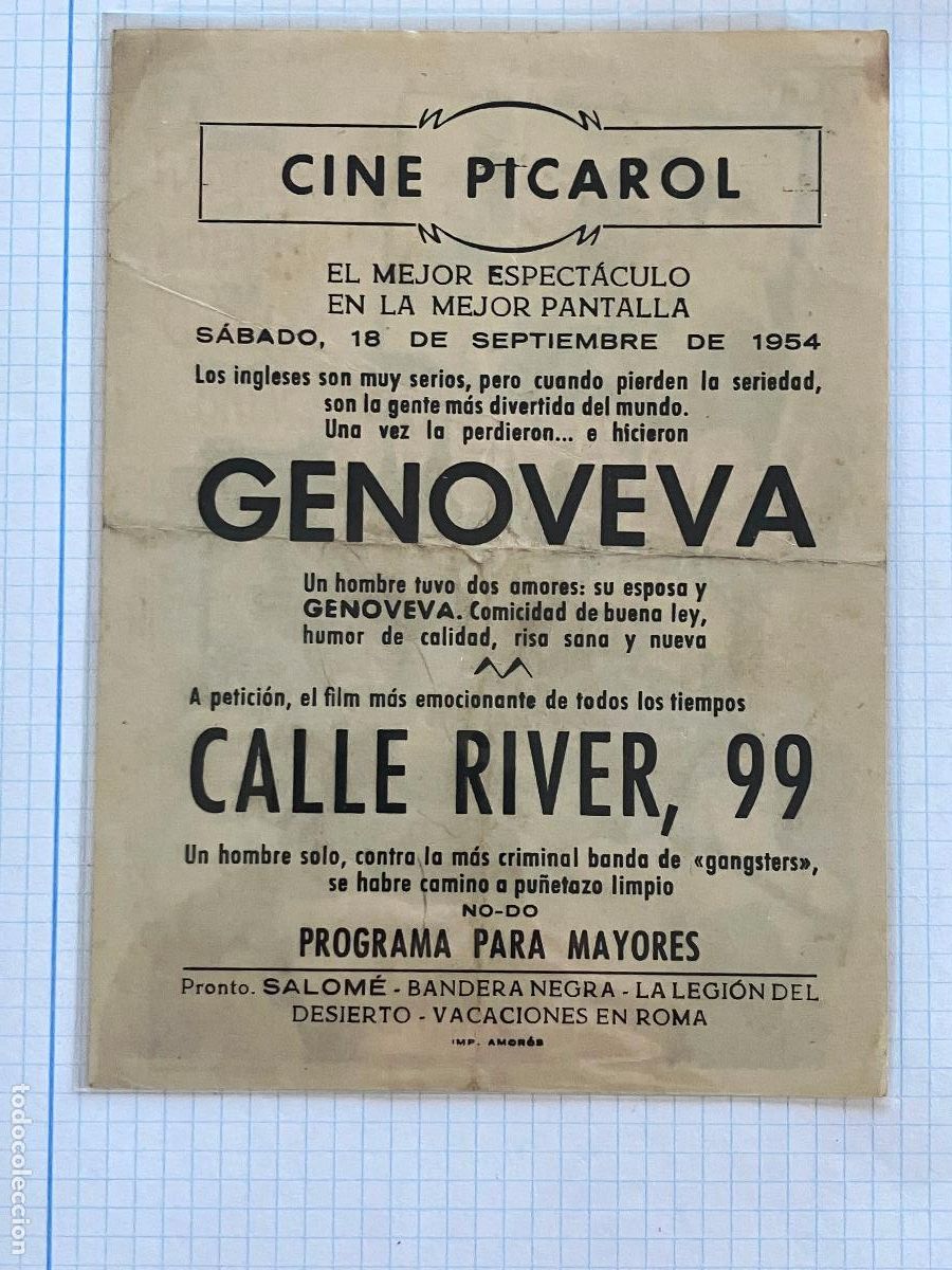 Cine: Genoveva - Programa de cine Badalona C/P 1954 - Foto 2