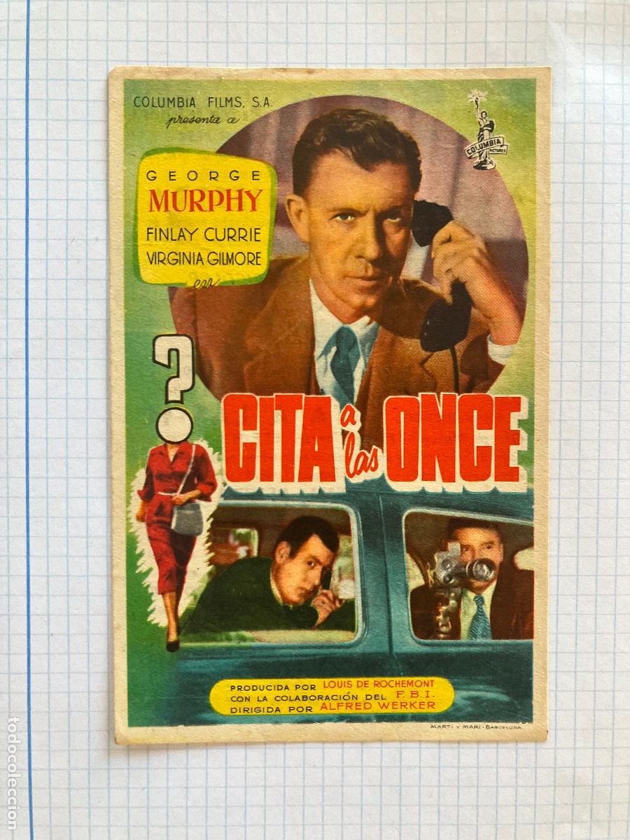 Cine: Cita a las once - Programa de cine C/P Sant Feliu de Gu&iacute;xols 1954