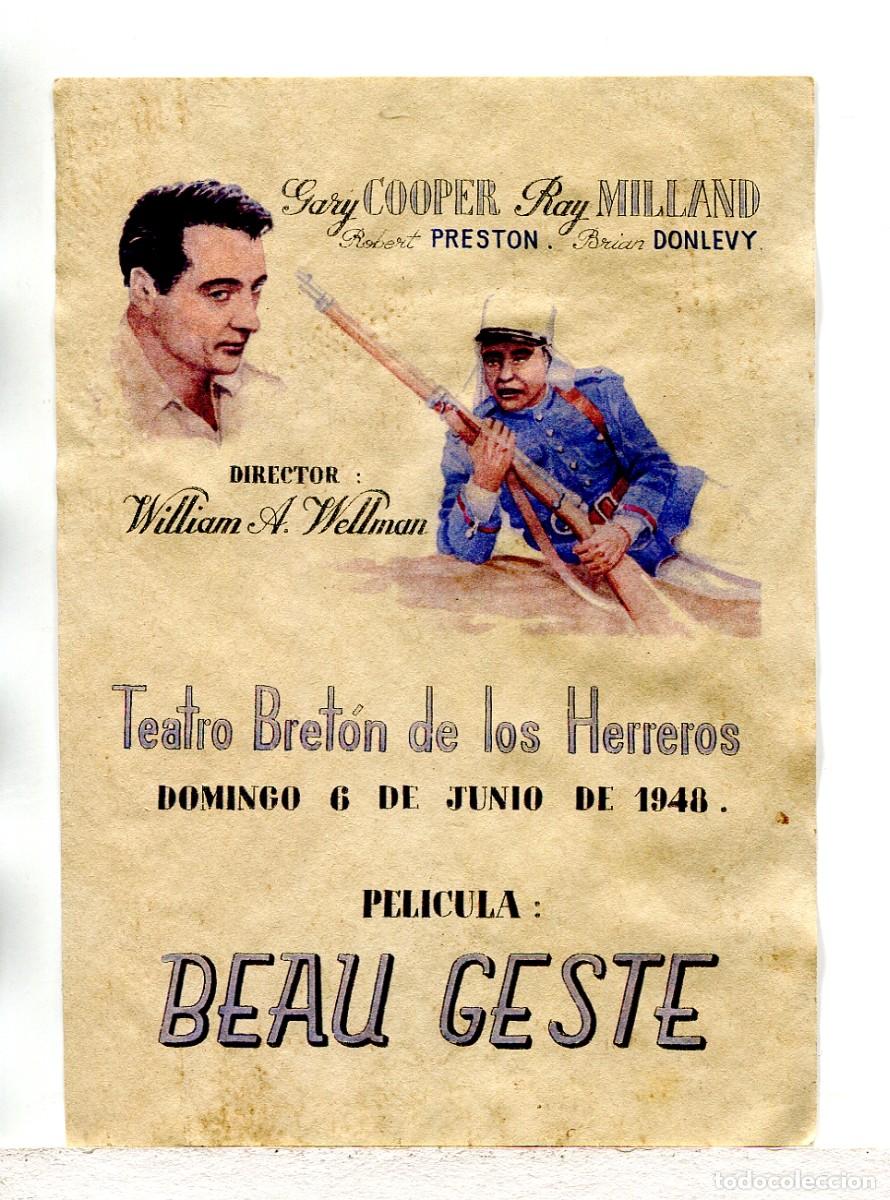 Cine: BEAU GESTE, con Gary Cooper. CREACI&Oacute;N EN PAPEL DEFECTUOSO.